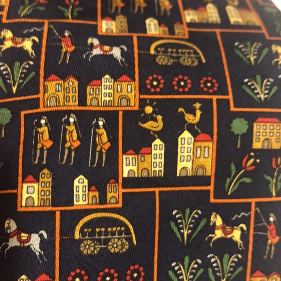 Ferragamo Tie Navy/Gold - Picture 2 of 7